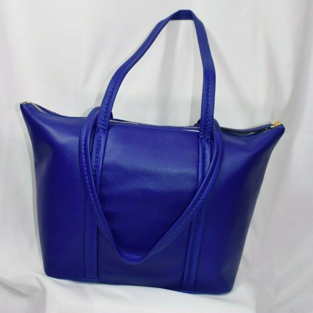 Vera Bradley GAGE BLUE Leather Mallory TOTE NWT - Picture 2 of 8